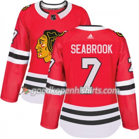Chicago Blackhawks Brent Seabrook 7 Adidas 2017-2018 Rood Authentic Shirt - Dames